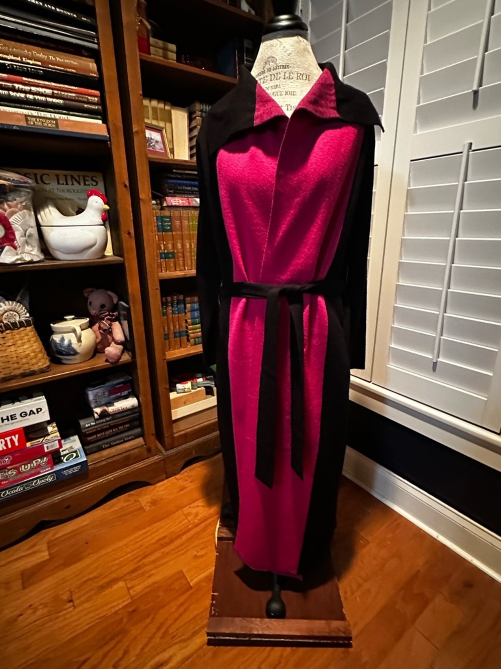 Vertigo Paris Black and Hot Pink Long Belted Cardigan